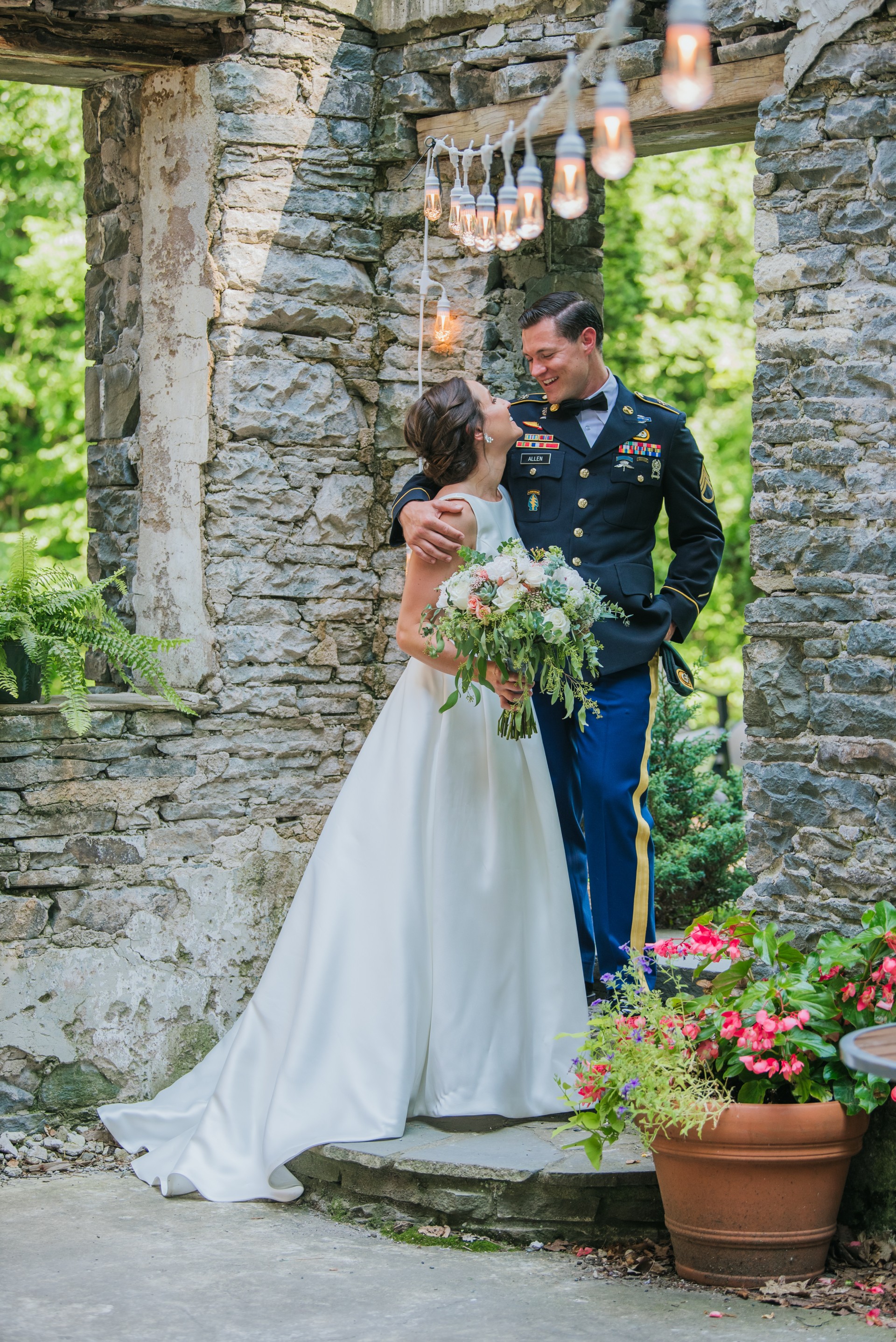 a man and woman in a wedding dress