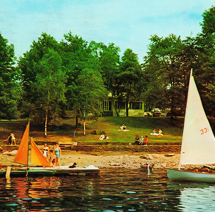 a group of people on a lake