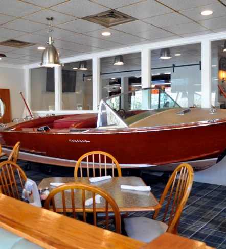 a boat in a room