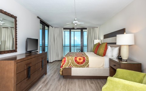 a bedroom with a television and a bed