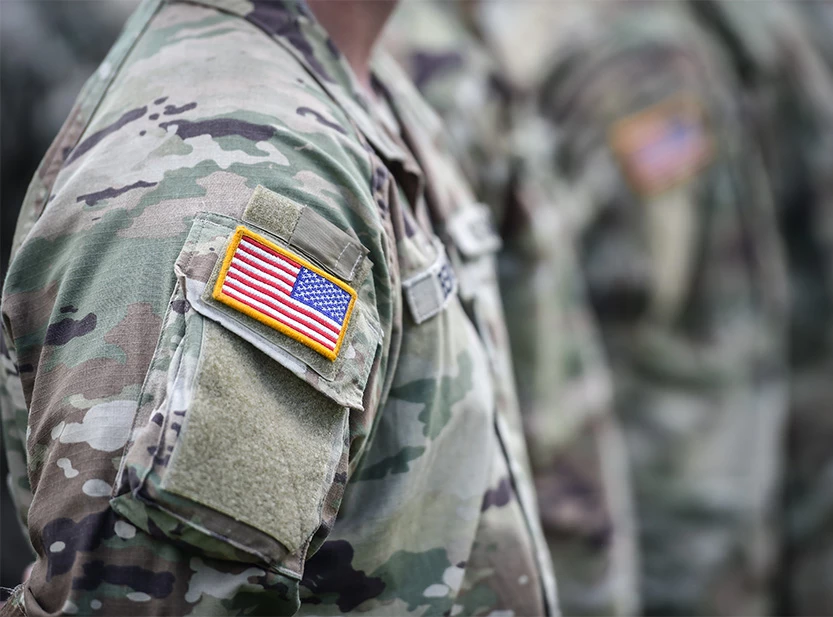 a close up of a soldier's arm