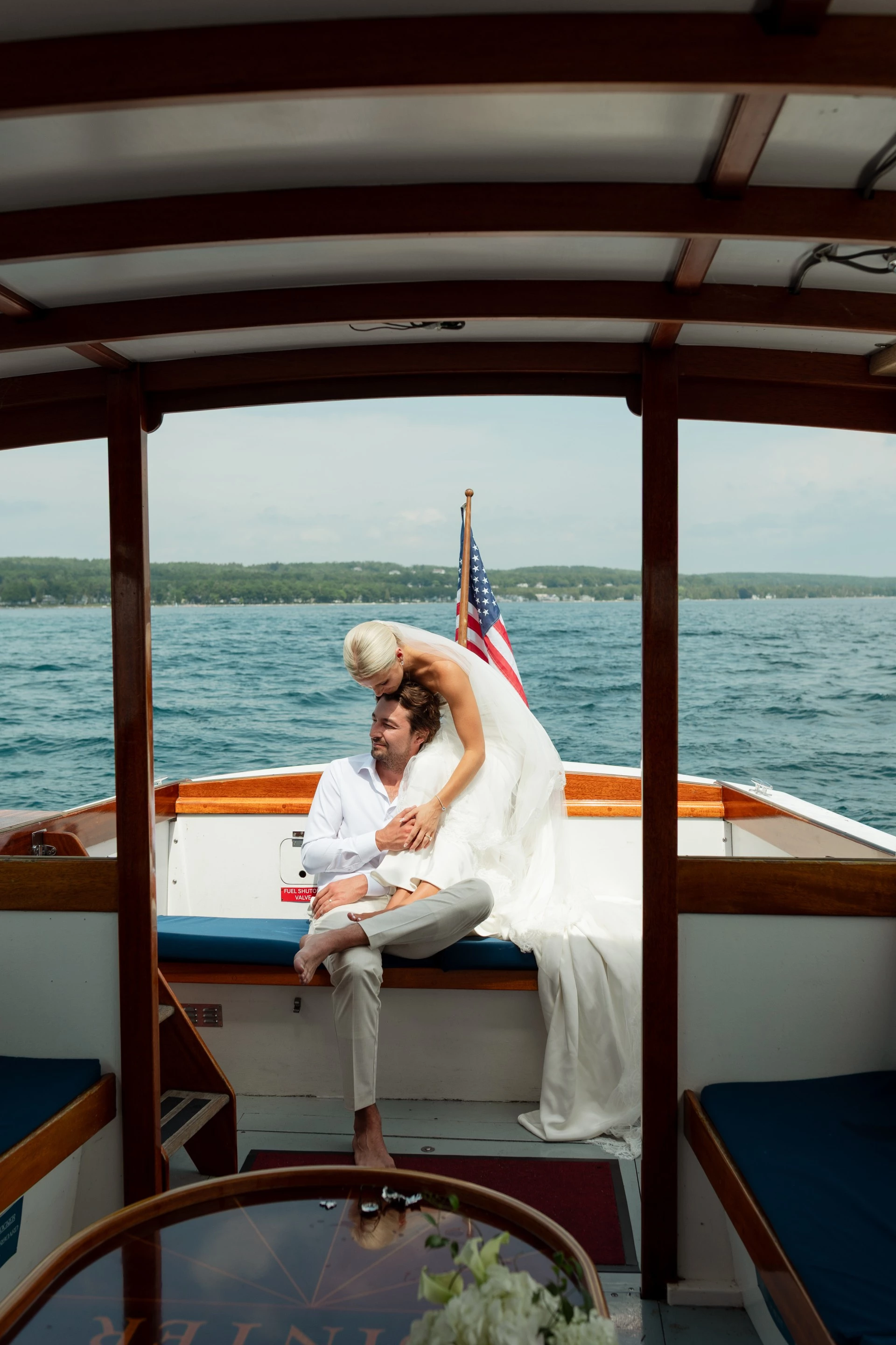 Bride and Groom on Boat
