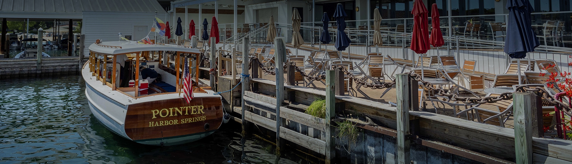 a boat tied to a dock