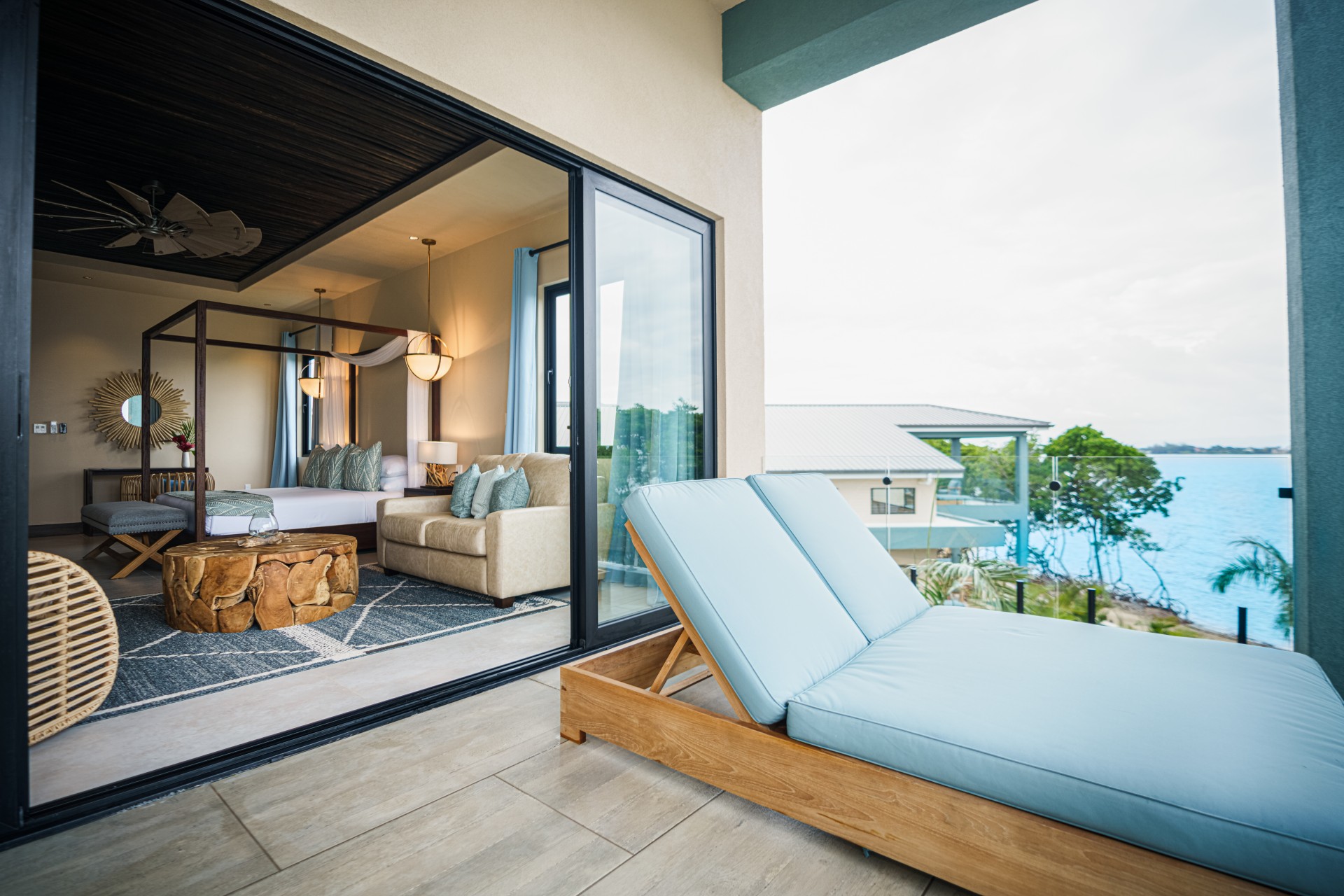 a lounge chair in a room