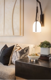 a close-up of a lamp on a couch