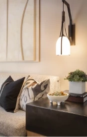 a close-up of a lamp on a couch