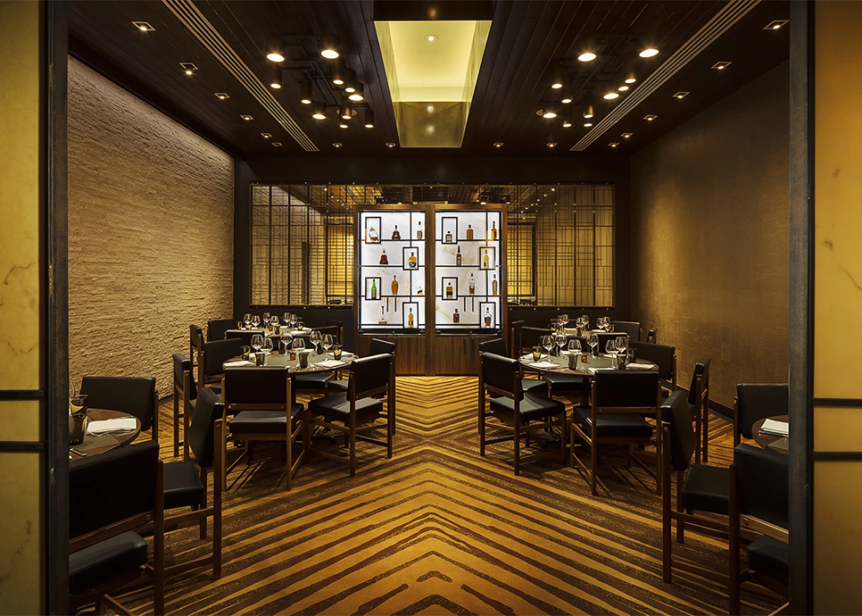 a room with tables and chairs