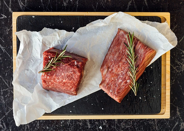 top view of steaks 