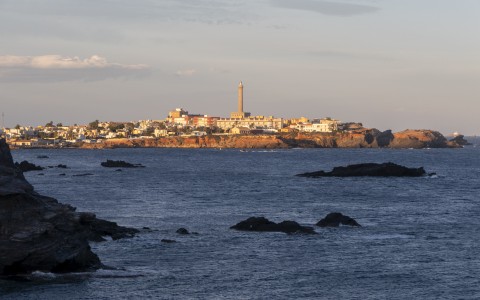 a city on a rocky island