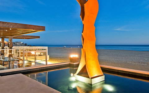 a sculpture on the beach