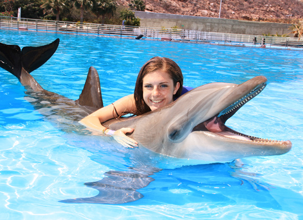 Nado con delfines