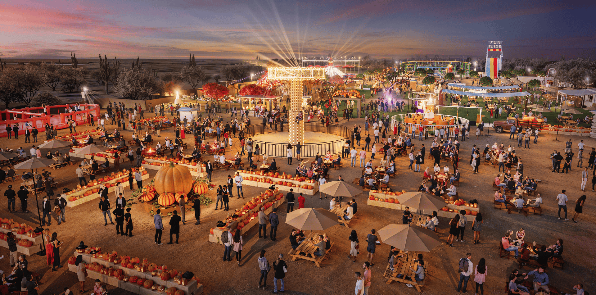 a large crowd of people at a fair