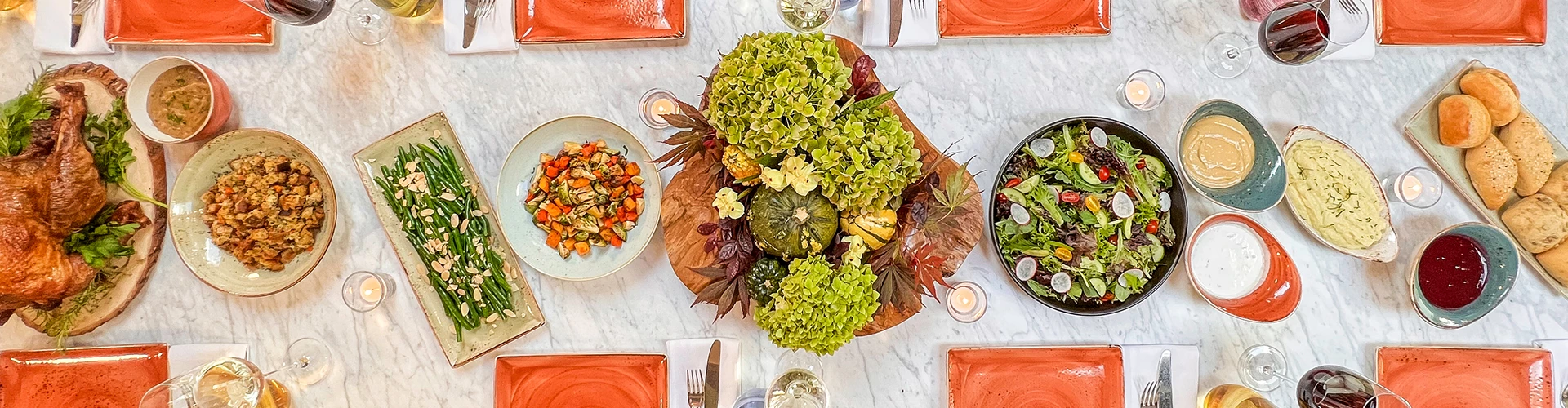 a table with plates and food on it
