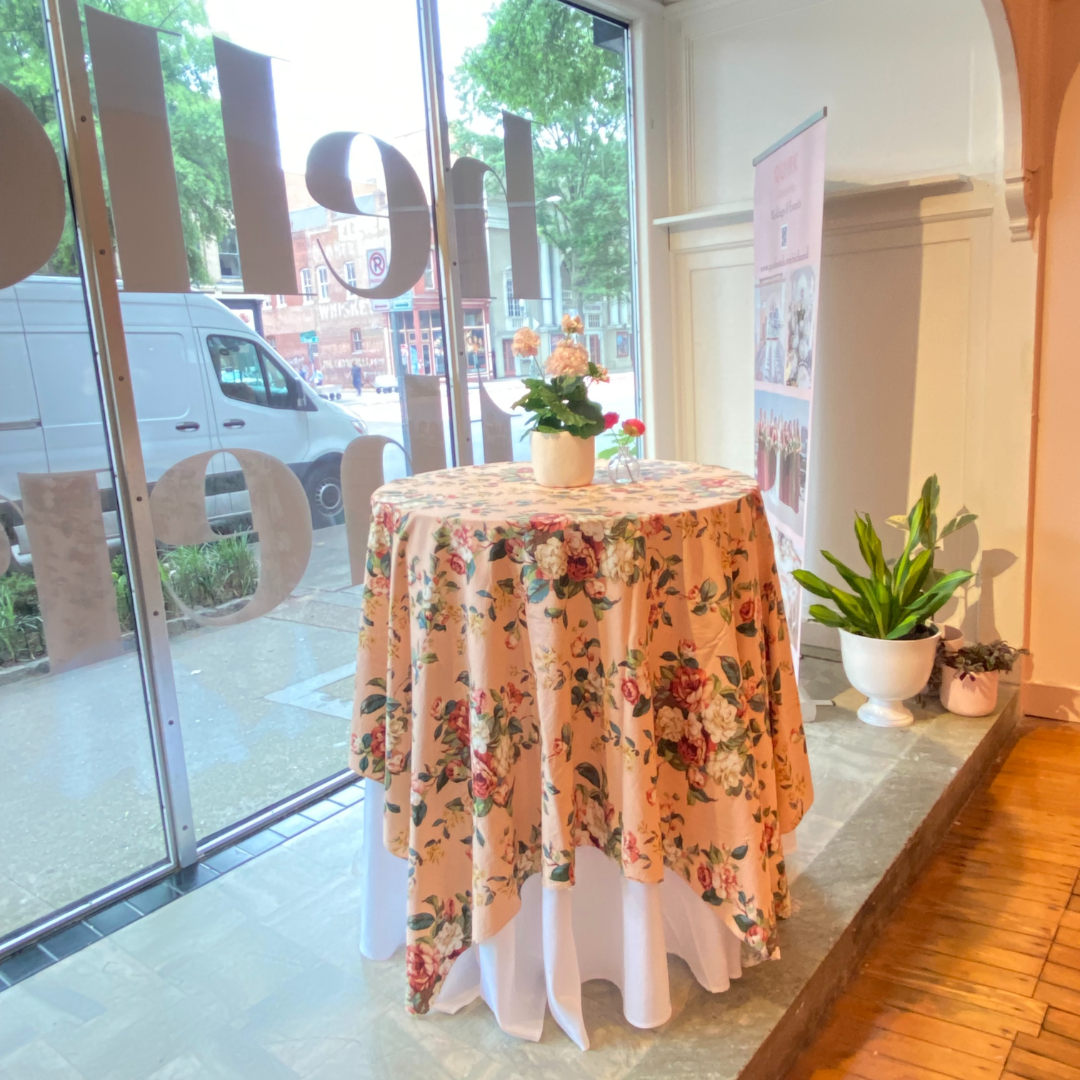 Loft 209 table setting in front window display