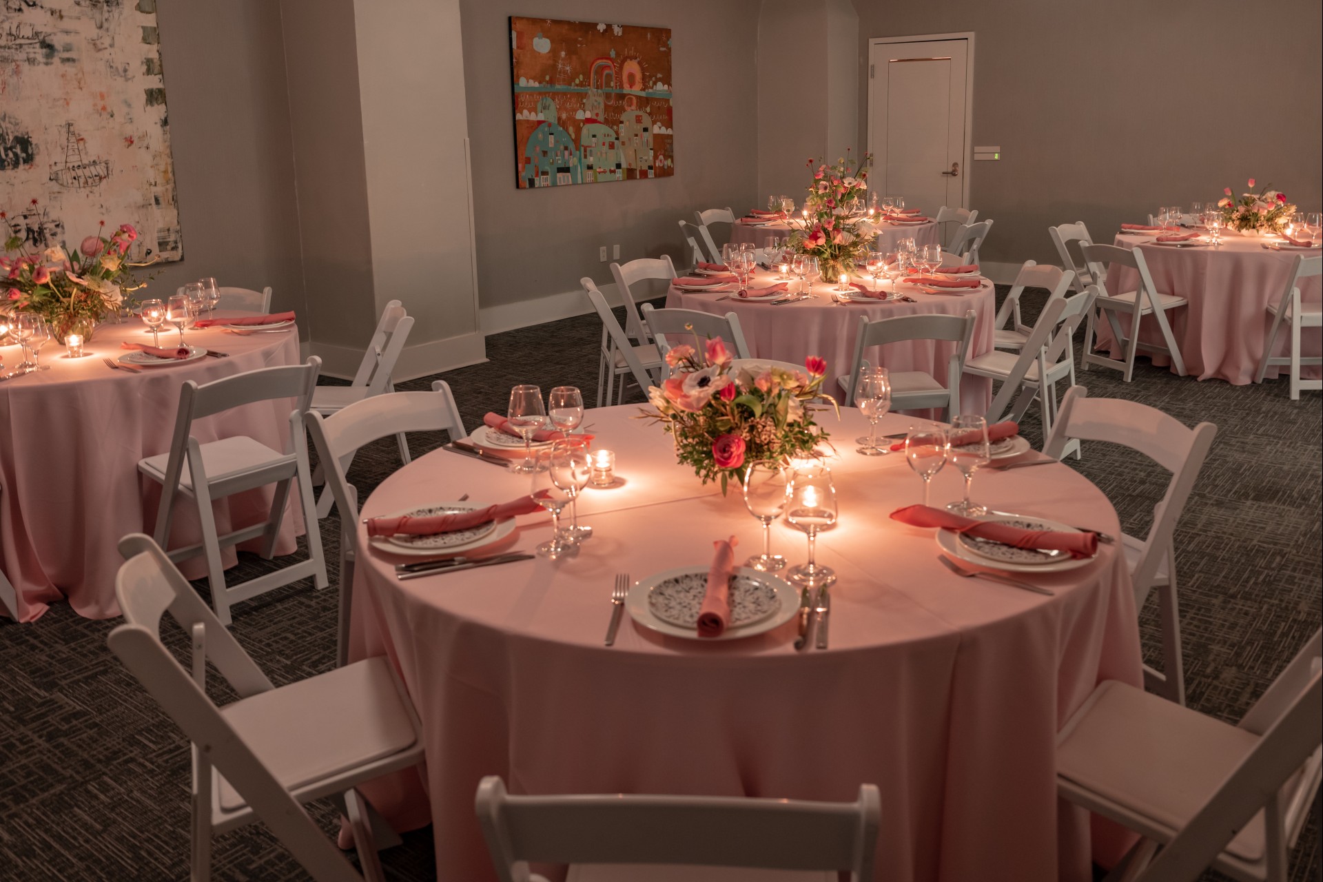 love & happiness setting for dinner party