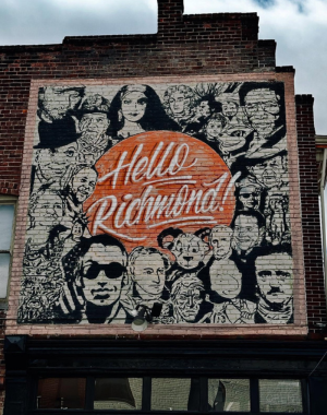 a mural on a brick building