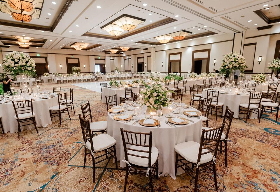 a large room with tables and chairs