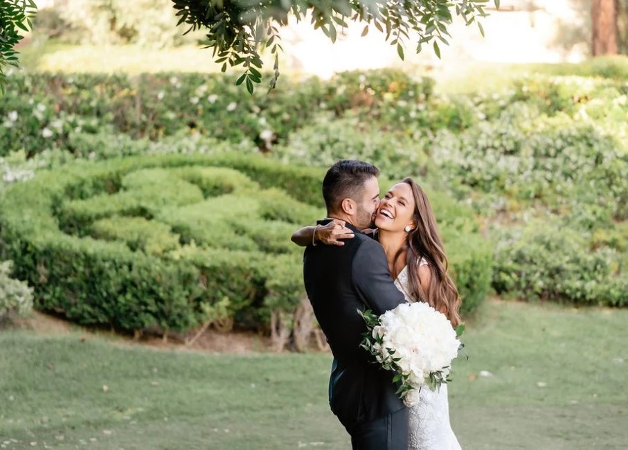 a man and woman kissing