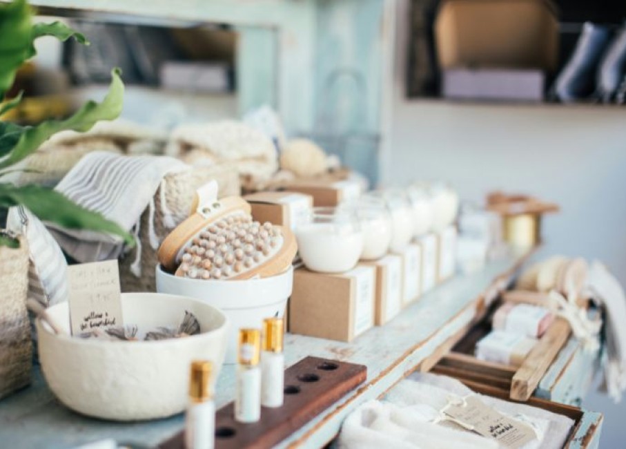a shelf with items on it