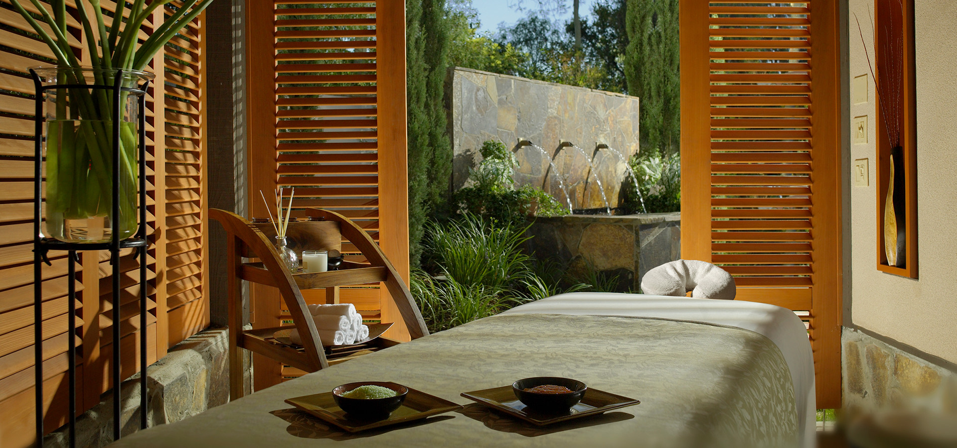 spa treatment room with view of outside