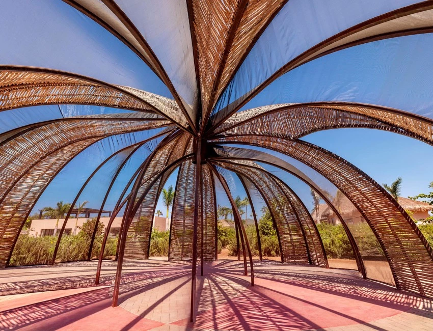 a covered screen over an outdoor deck