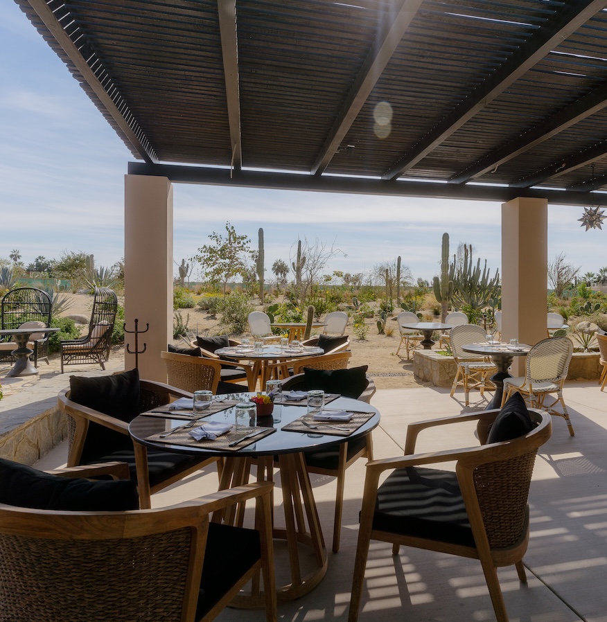 a table and chairs on a patio