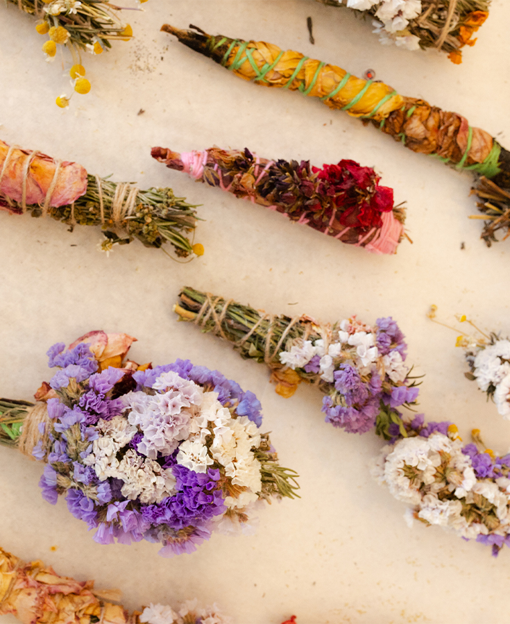 a group of dried flowers