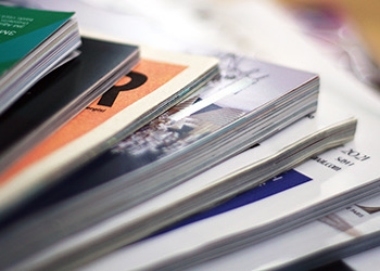 close up of a stack of magazines fanned out