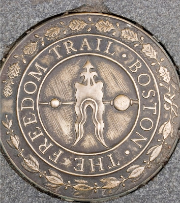a close-up of a trail marker
