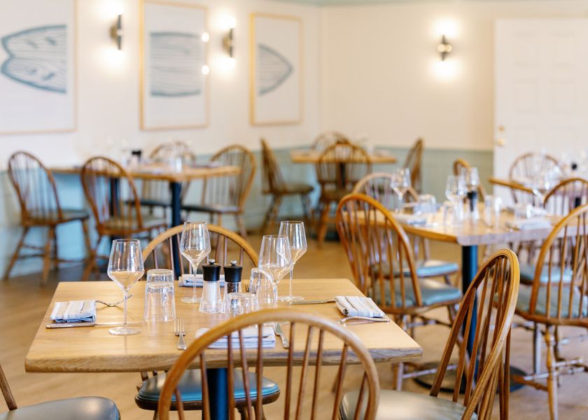 a table set up for a restaurant