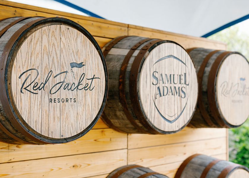 a group of barrels on a wall