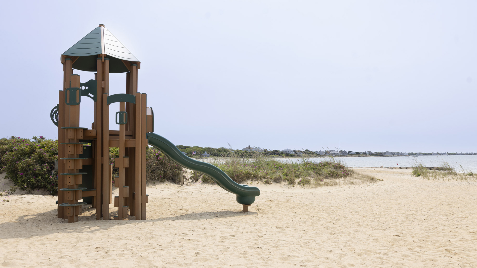 a playground on a beach