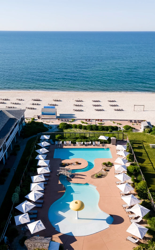 a swimming pool and a beach