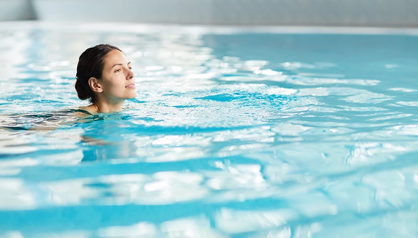 a person in a pool