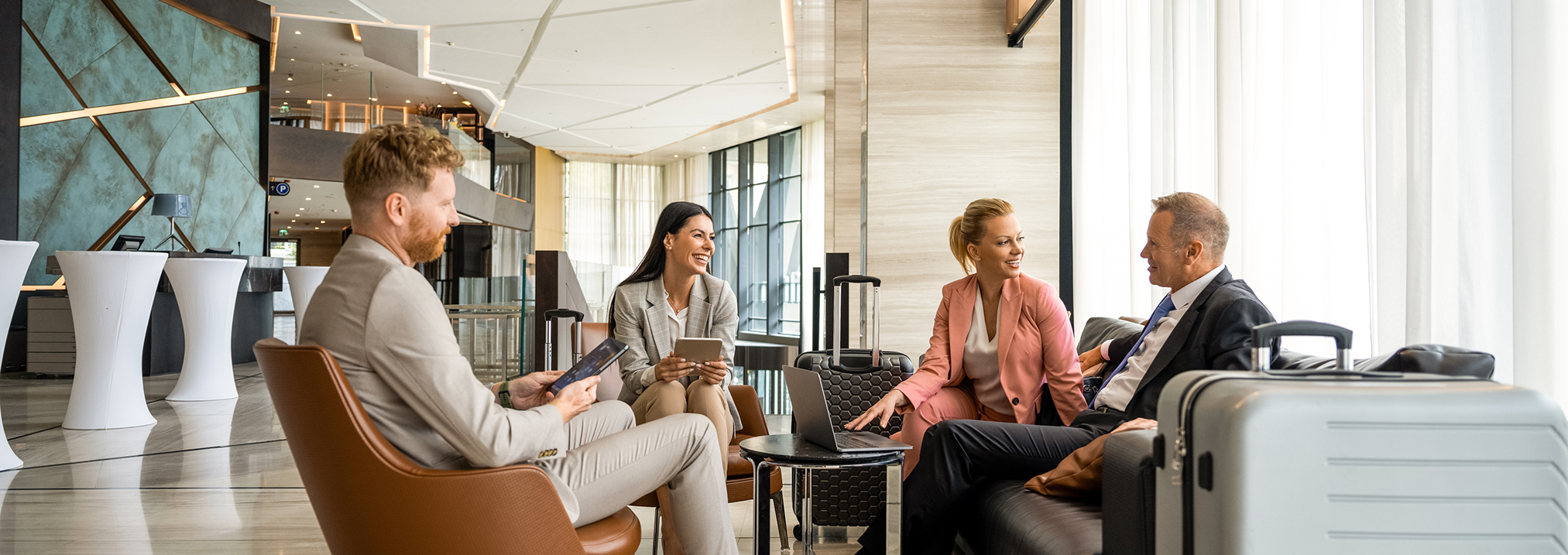 a group of people sitting in chairs