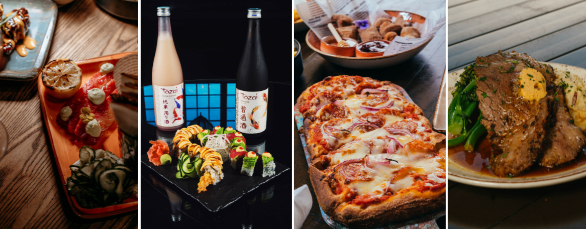 a pizza and a bottle of wine