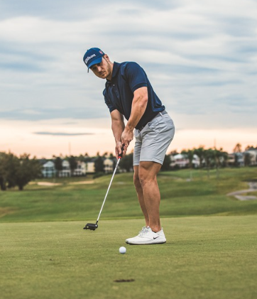a man playing golf on a golf course
