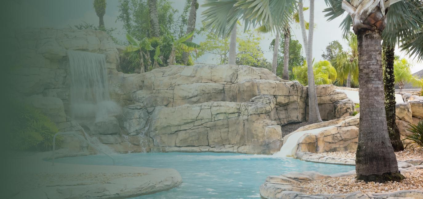a water slide in a pool