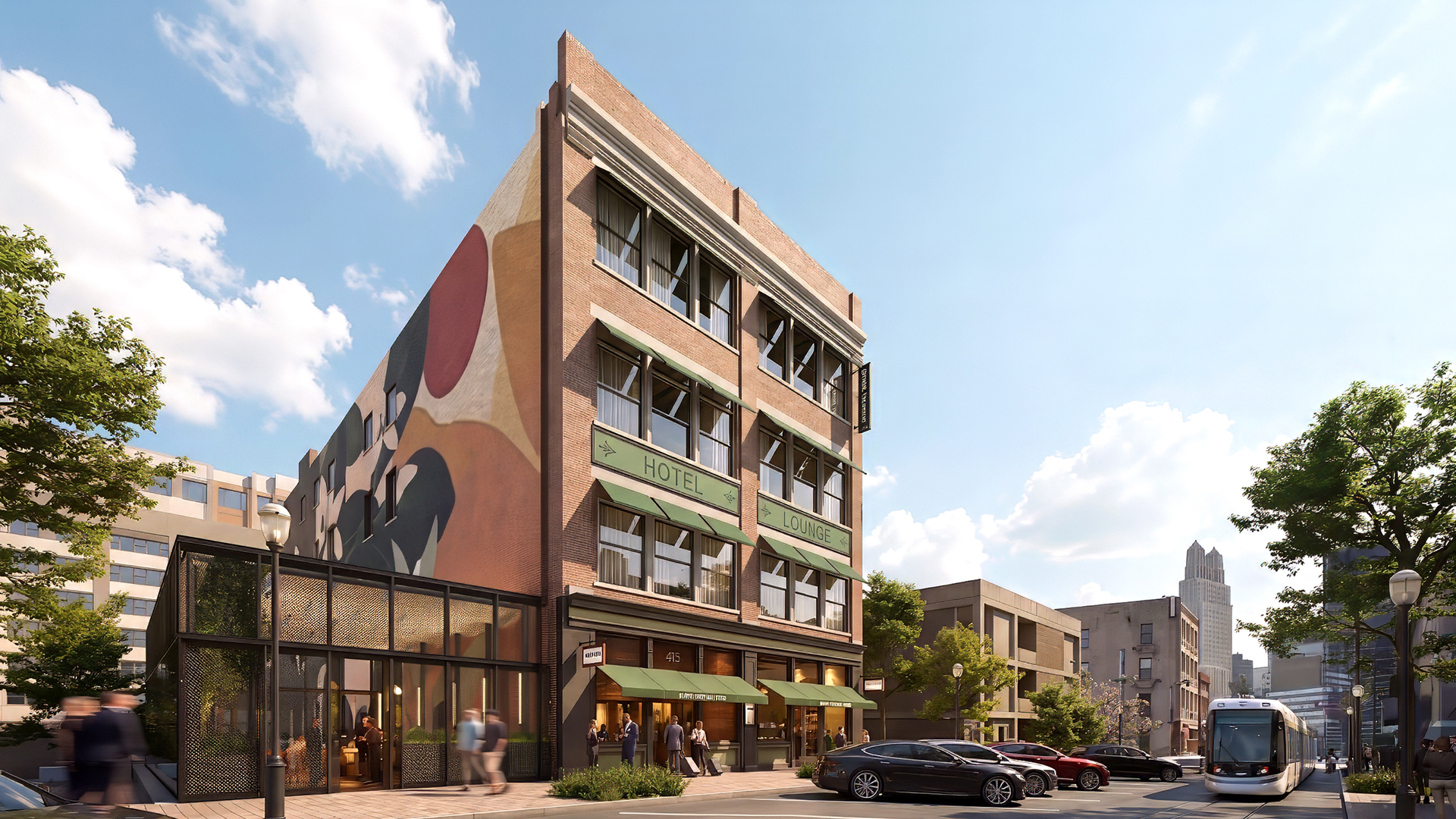 a building with a mural on the side of it
