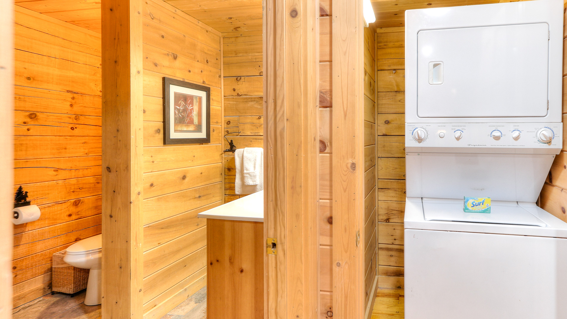 a washer and dryer in a cabin