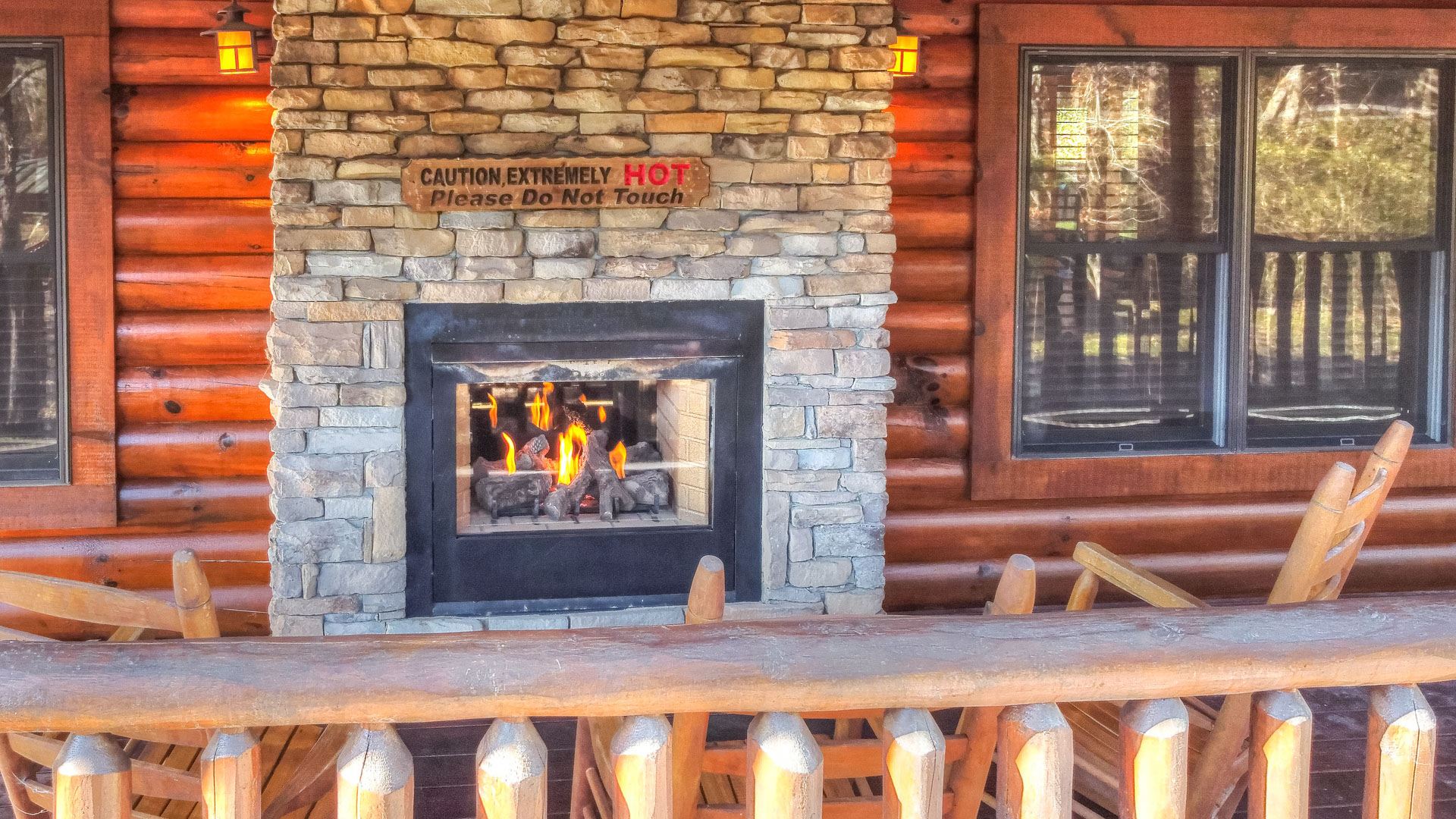 a fireplace with fire in it