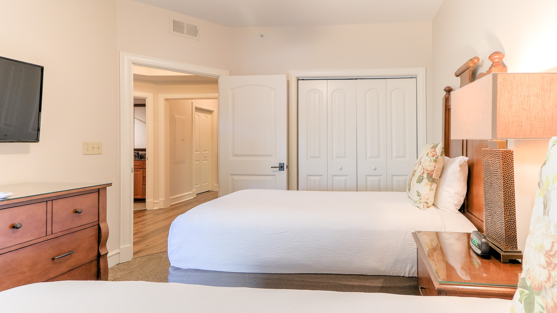 a bed in a room