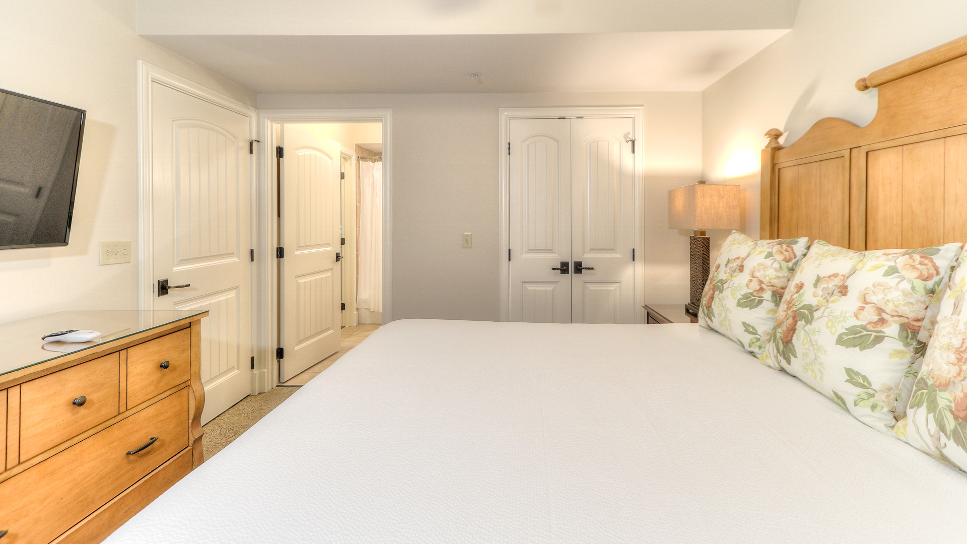 a bed in a room