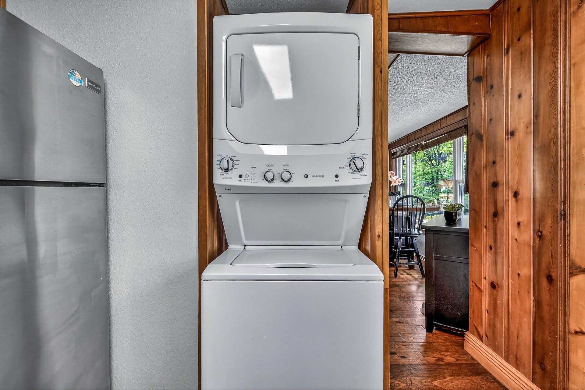 a washing machine in a room