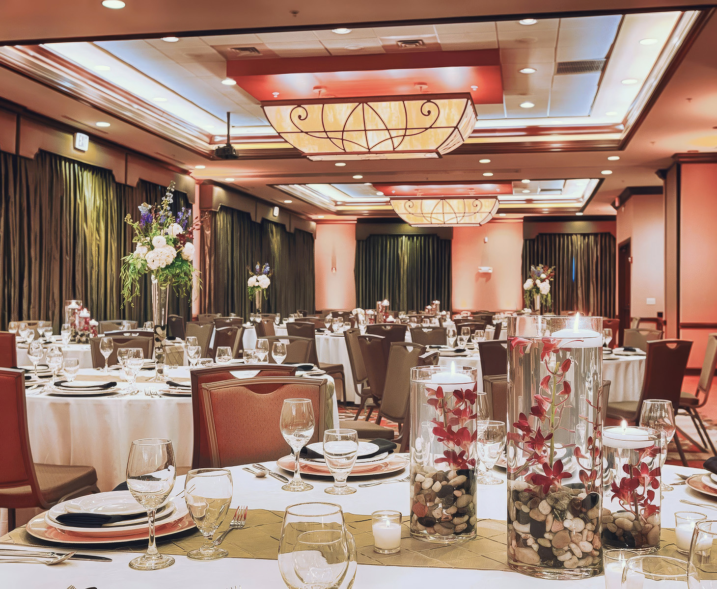 a room with tables and chairs