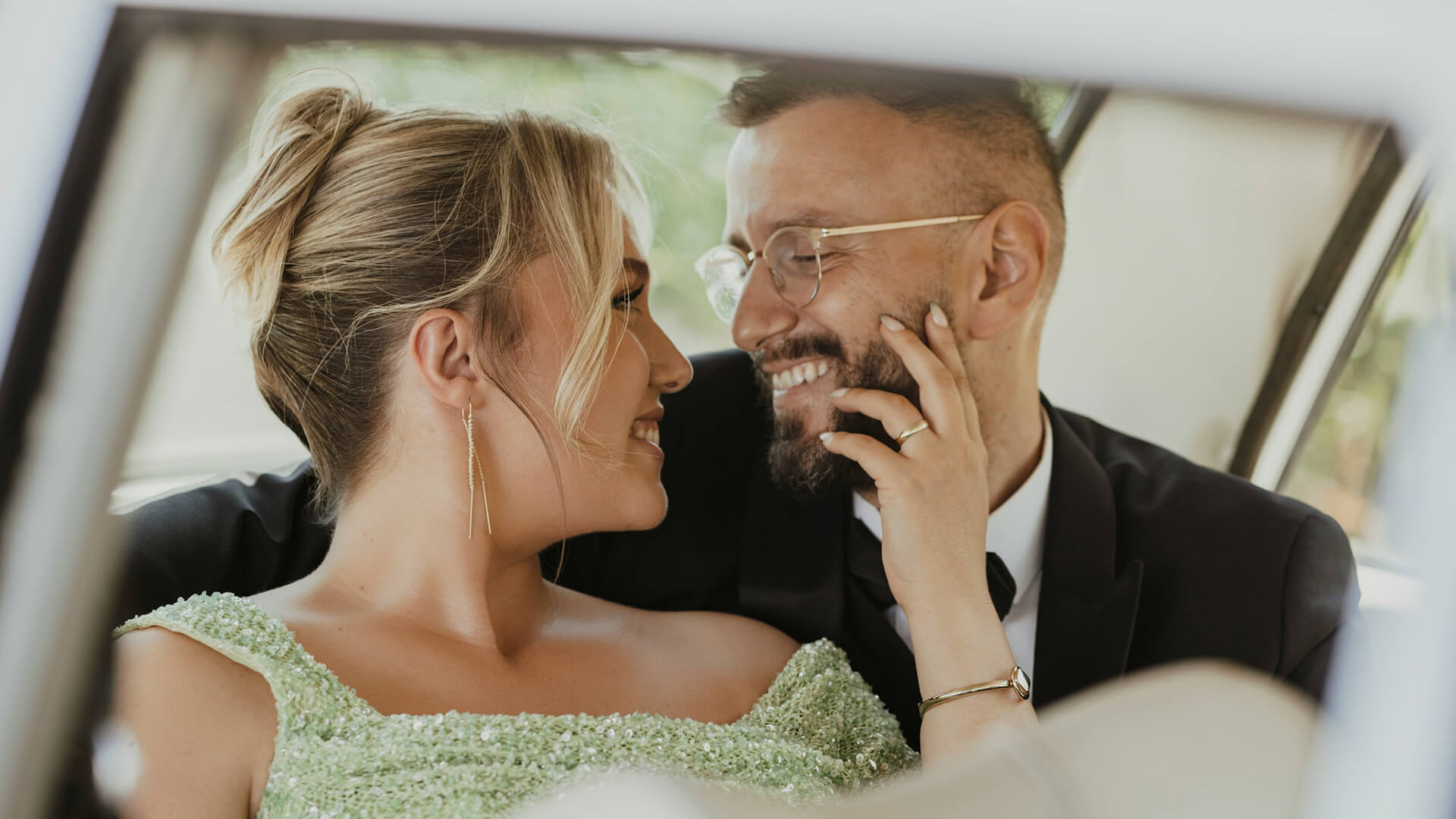 a man and woman in a car