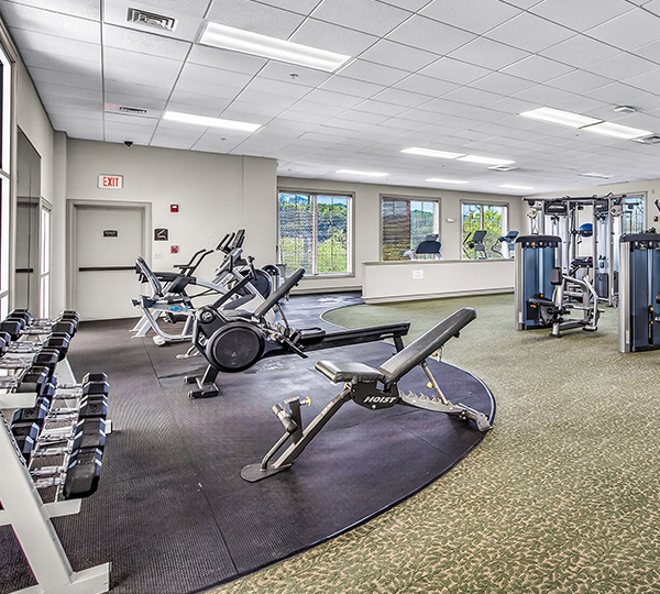 a gym with exercise equipment