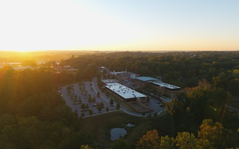 a aerial view of a large city