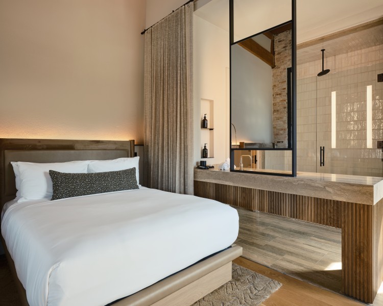 a bed in a room