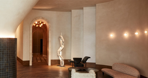 a room with a large white sculpture